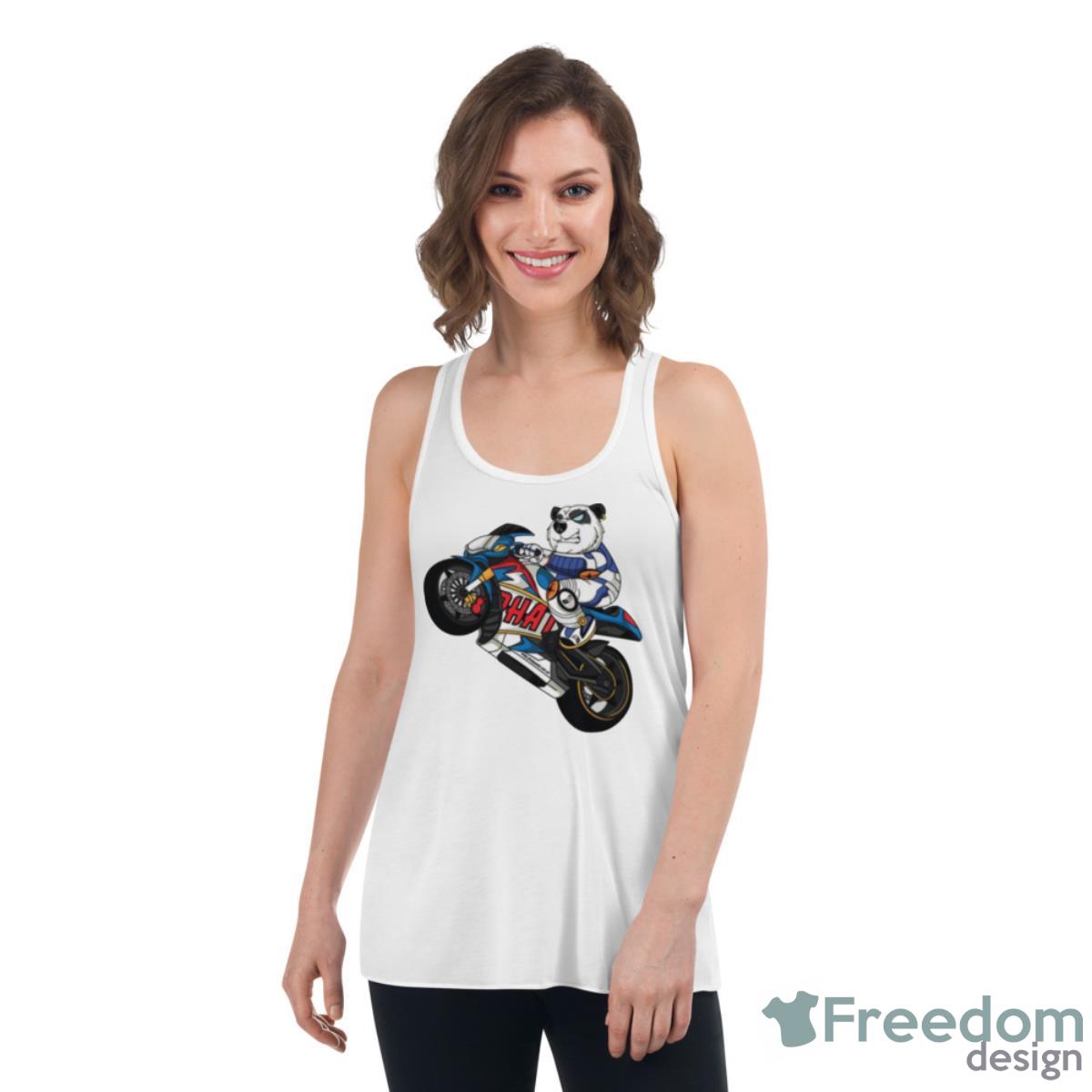 Panda Rider Funny Anime Art Shirt - Womens Flowy Racerback Tank Panda Rider Funny Anime Art Shirt - Womens Flowy Racerback Tank
