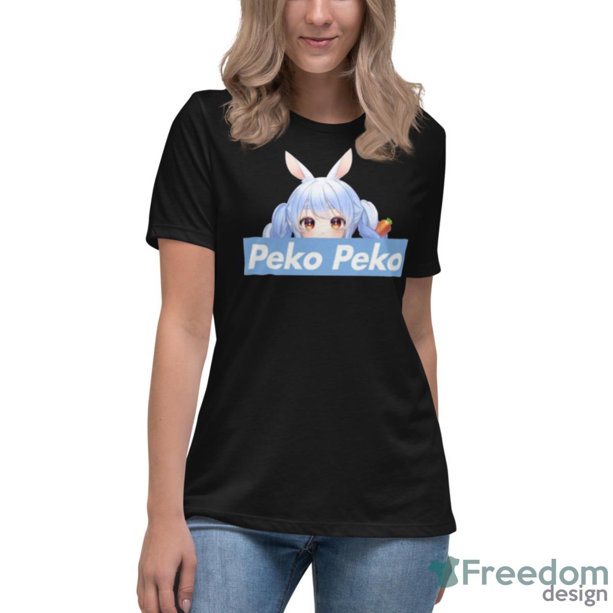 Peko Peko Peeker Holomyth Bunny Hare Girl Hololive Usada Pekora Shirt - Womens Relaxed Short Sleeve Jersey Tee Peko Peko Peeker Holomyth Bunny Hare Girl Hololive Usada Pekora Shirt - Womens Relaxed Short Sleeve Jersey Tee