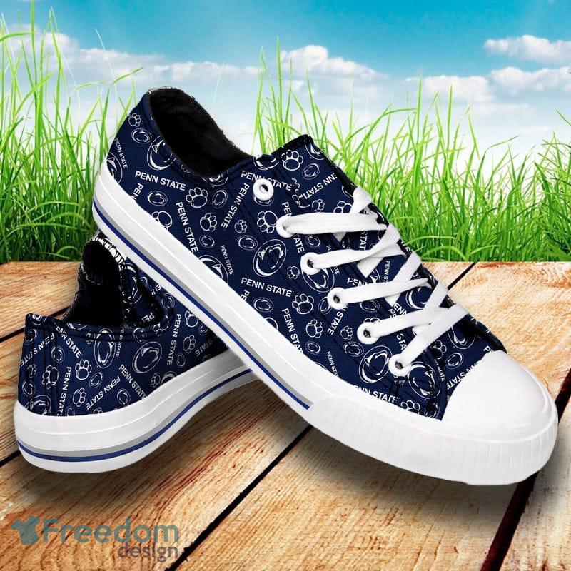 Penn State Nittany Lions NCAA Men And Women Low Top Repeat Print Canvas Shoes For Fans - Penn State Nittany Lions NCAA Womens Low Top Repeat Print Canvas Shoes_1