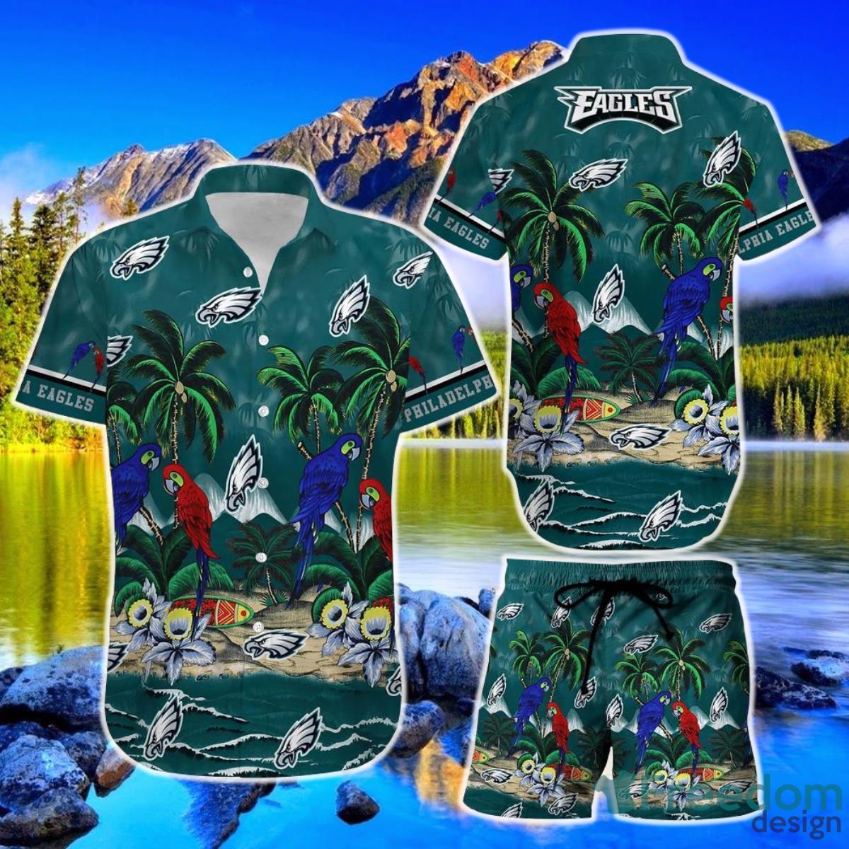 Philadelphia Eagles NFL Football Hawaiian Shirt And Short Graphic Summer Tropical Pattern Product Photo 1