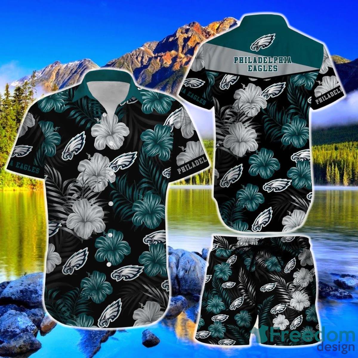 Philadelphia Eagles NFL Football Hawaiian Shirt Short Summer With Flower Graphic Retro Sunset Hawaii Product Photo 1