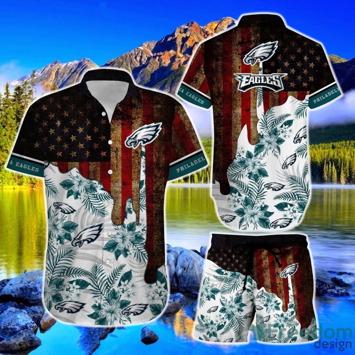 Philadelphia Eagles NFL Hawaiian Shirt And Short Summer Vintage US Flag Best Gift For Men Women Product Photo 1