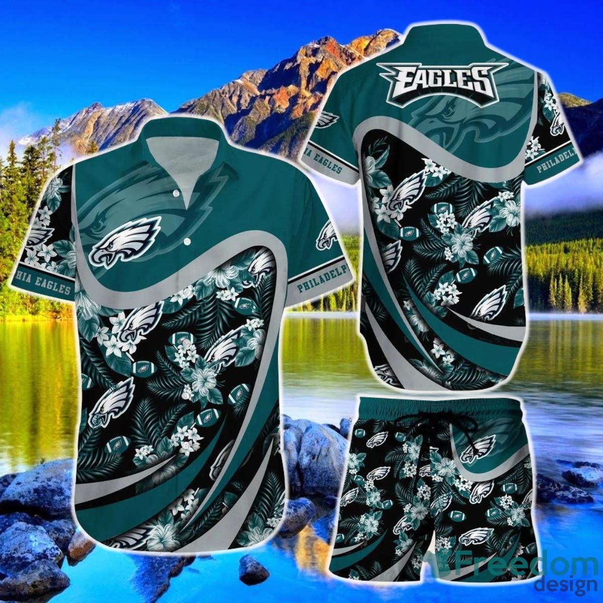 Philadelphia Eagles NFL Hawaiian Shirt And Short Tropical Pattern Beach Shirt New Gift For Sports Fans Product Photo 1