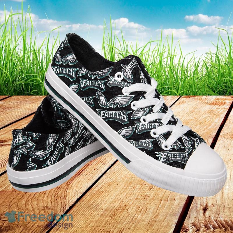 Philadelphia Eagles NFL Men And Women Low Top Repeat Print Canvas Shoes  For Fans - Philadelphia Eagles NFL Womens Low Top Repeat Print Canvas Shoes (PREORDER - SHIPS EARLY AUGUST)_1