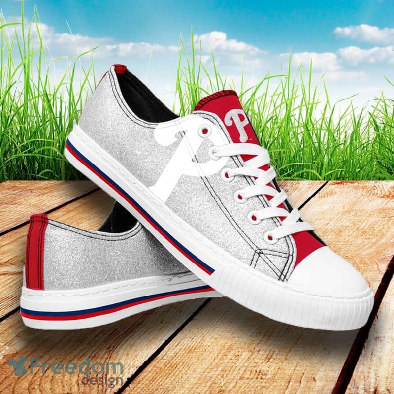 Philadelphia Phillies MLB Men And Women Glitter Low Top Canvas Shoes For Fans - Philadelphia Phillies MLB Womens Glitter Low Top Canvas Shoes_1