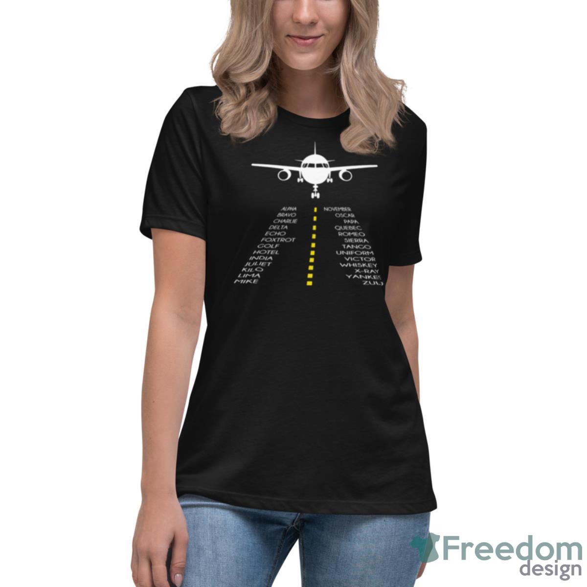 Pilots Airplane Pilot Phonetic Alphabet Aviator Shirt - Womens Relaxed Short Sleeve Jersey Tee Pilots Airplane Pilot Phonetic Alphabet Aviator Shirt - Womens Relaxed Short Sleeve Jersey Tee