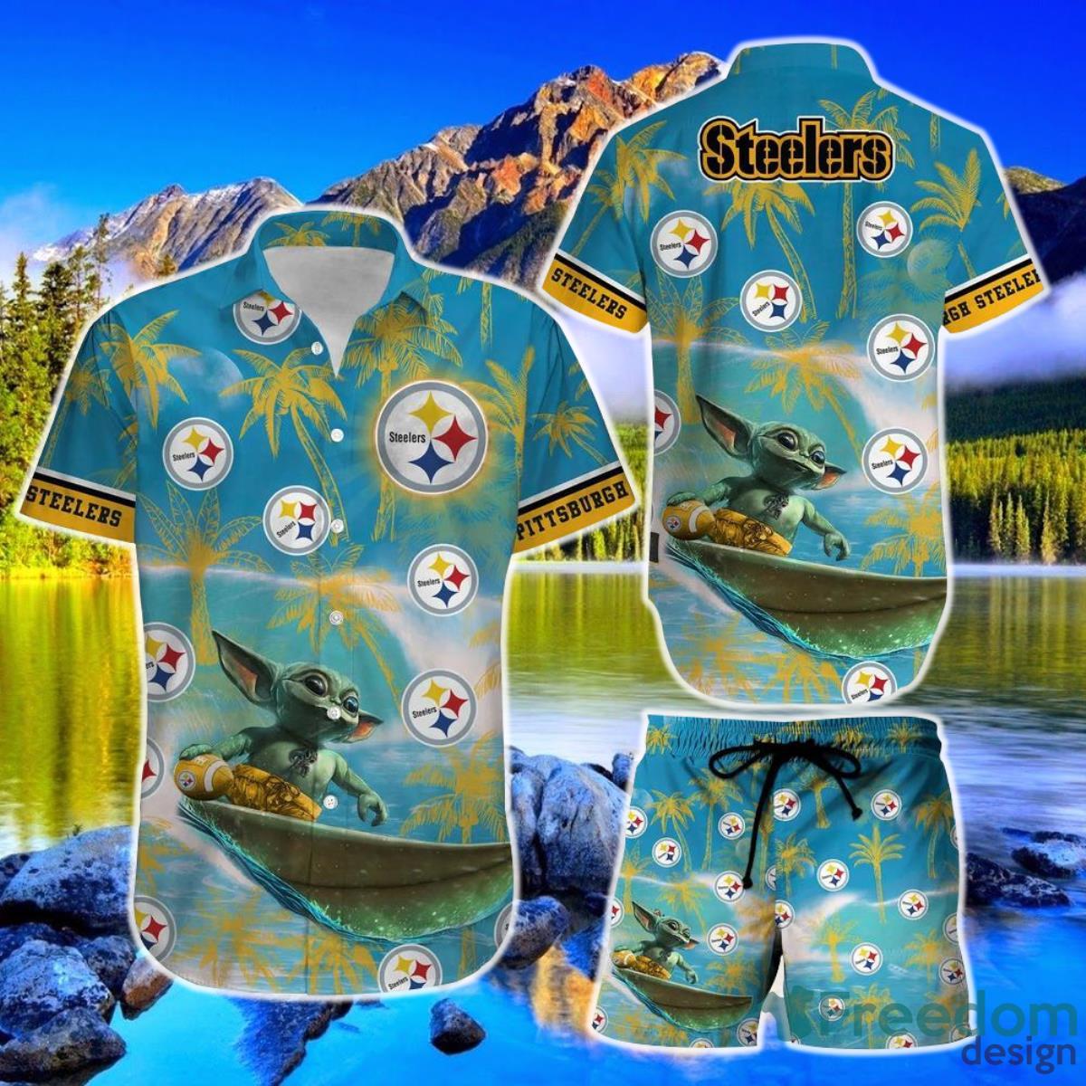 Pittsburgh Steelers Footbal NFL Baby Yoda Hawaiian Shirt And Short Style Summer Gift For Men Women Product Photo 1