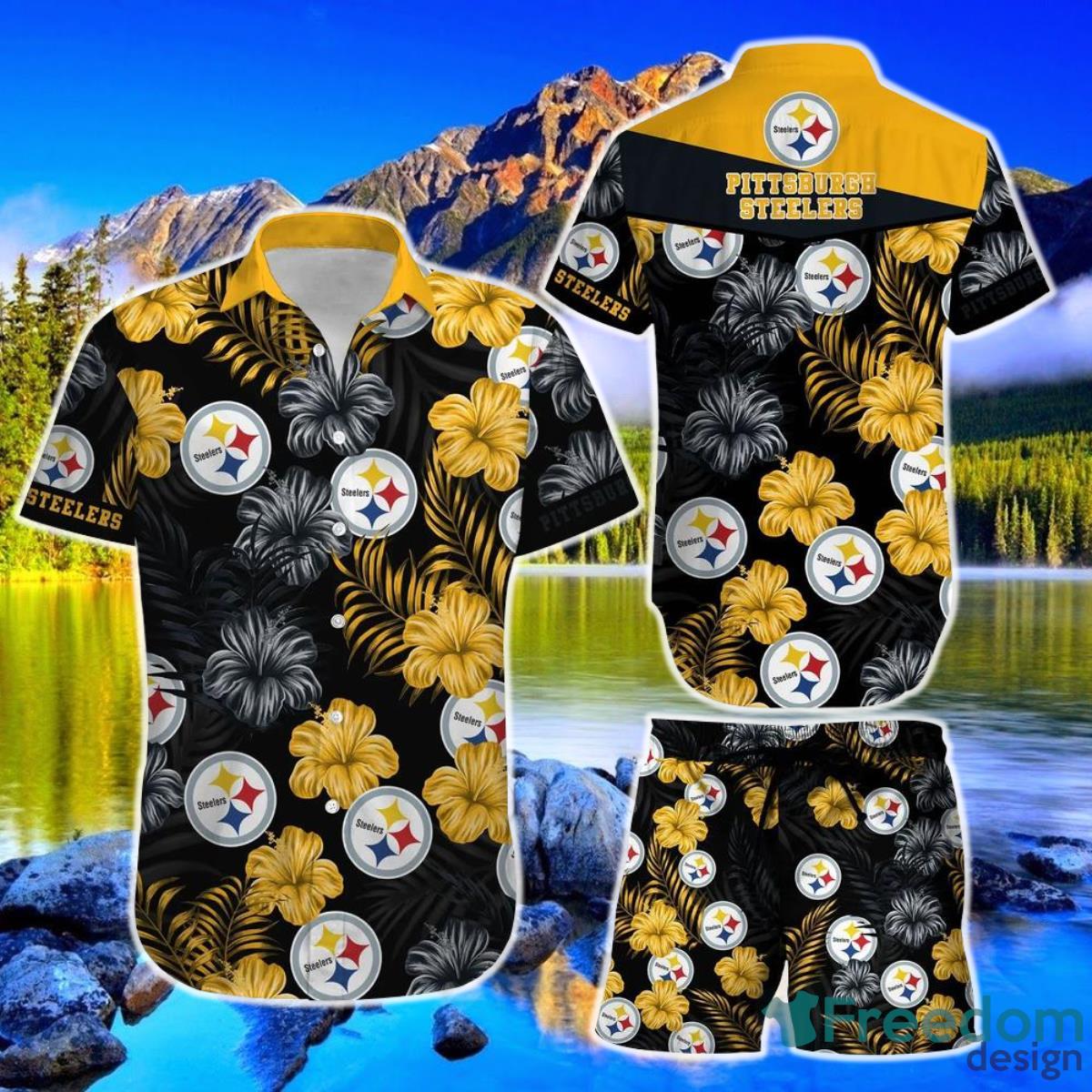 Pittsburgh Steelers NFL Football Hawaiian Shirt Short Summer With Flower Graphic Retro Sunset Hawaii Product Photo 1