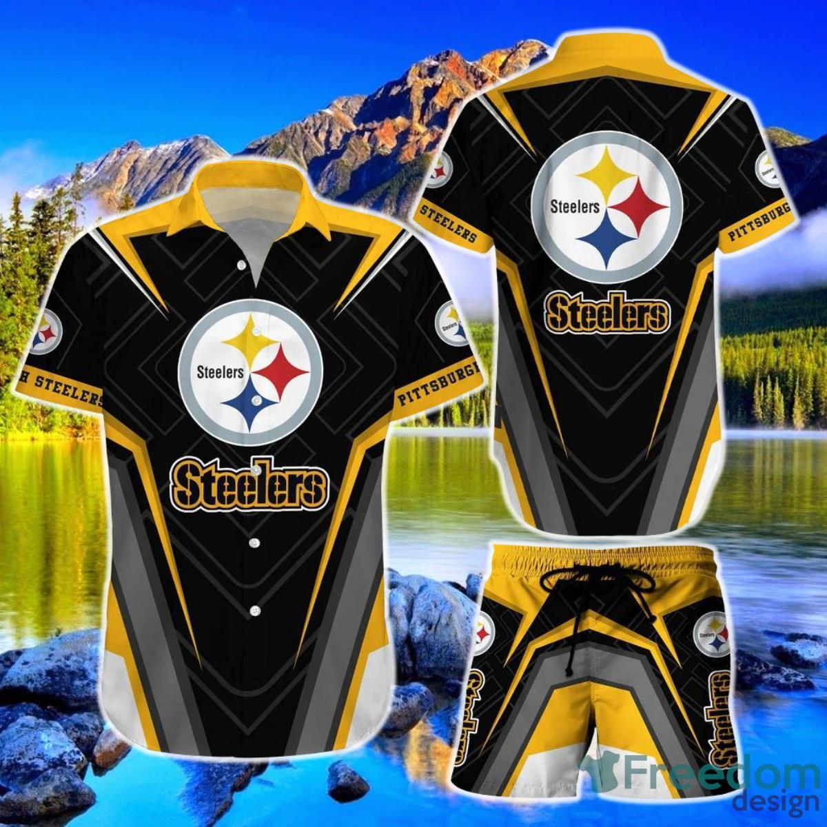 Pittsburgh Steelers NFL Hawaiian Shirt And Short New Summer Button Down Shirt Best Gift For Fans Product Photo 1