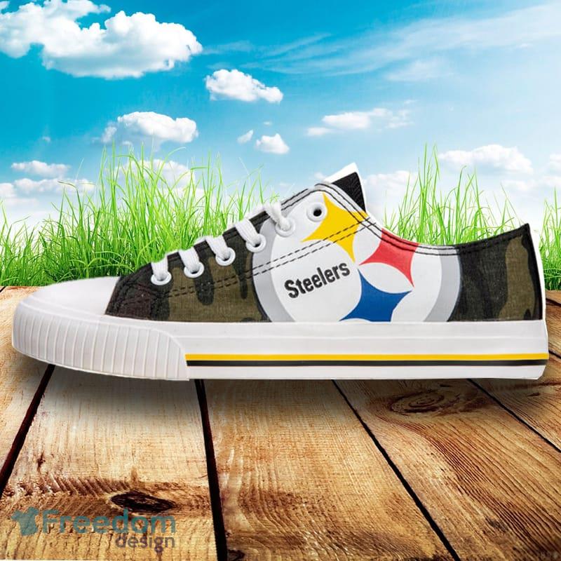 Pittsburgh Steelers NFL Men And Women Camo Low Top Canvas Shoes For Fans - Pittsburgh Steelers NFL Womens Camo Low Top Canvas Shoes_2