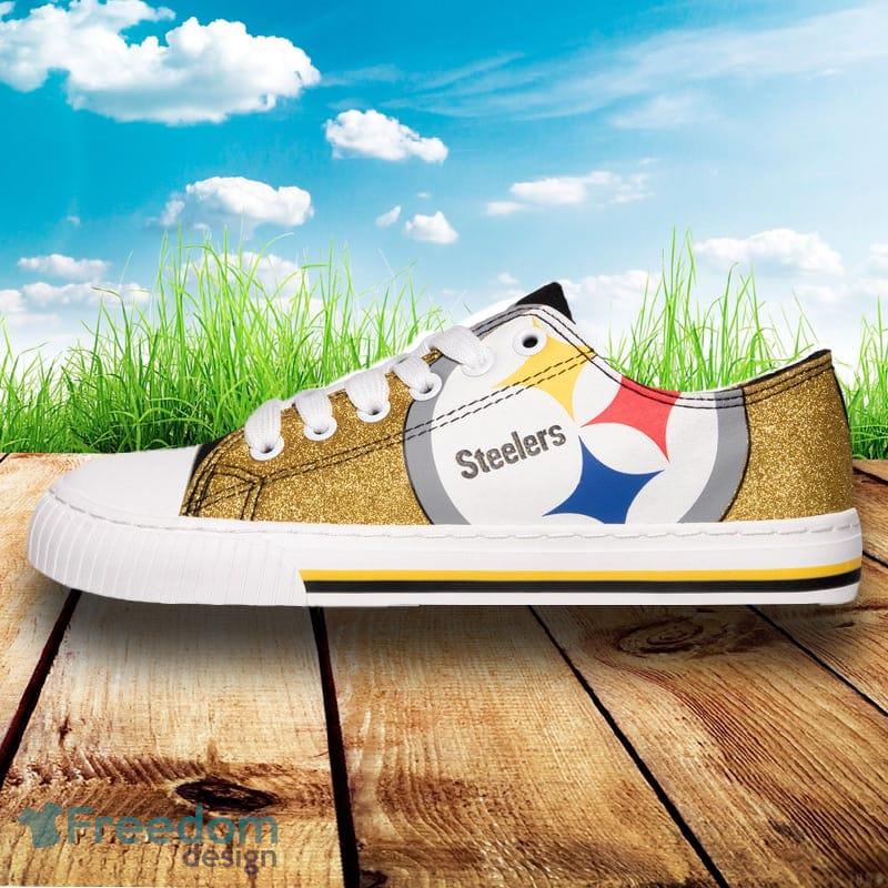 Pittsburgh Steelers NFL Men And Women Glitter Low Top Canvas Shoes  For Fans - Pittsburgh Steelers NFL Womens Glitter Low Top Canvas Shoes (PREORDER - SHIPS LATE JUNE)_2