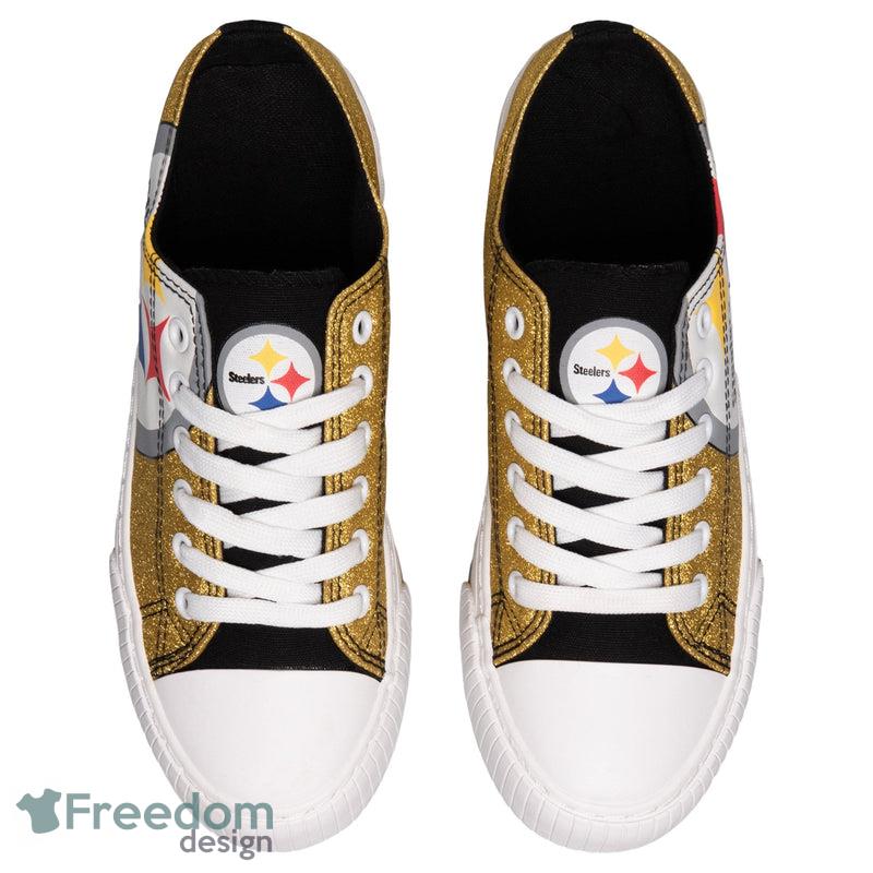 Pittsburgh Steelers NFL Men And Women Glitter Low Top Canvas Shoes For Fans - Pittsburgh Steelers NFL Womens Glitter Low Top Canvas Shoes (PREORDER - SHIPS LATE JUNE)_3 Pittsburgh Steelers NFL Men And Women Glitter Low Top Canvas Shoes For Fans - Pittsburgh Steelers NFL Womens Glitter Low Top Canvas Shoes (PREORDER - SHIPS LATE JUNE)_3