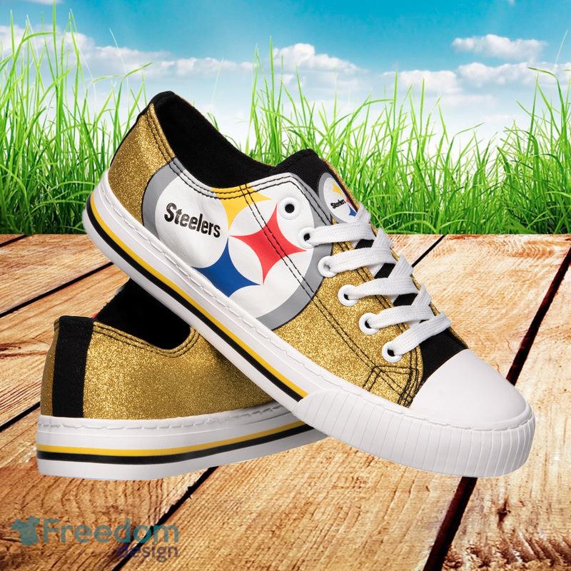 Pittsburgh Steelers NFL Men And Women Glitter Low Top Canvas Shoes  For Fans - Pittsburgh Steelers NFL Womens Glitter Low Top Canvas Shoes (PREORDER - SHIPS LATE JUNE)_1