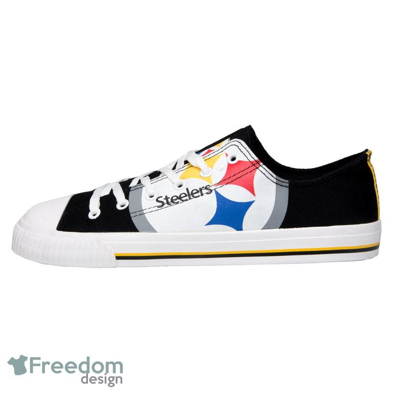 Pittsburgh Steelers NFL Men And Women Low Top Big Logo Canvas Shoes For Fans - Pittsburgh Steelers NFL Mens Low Top Big Logo Canvas Shoes_2