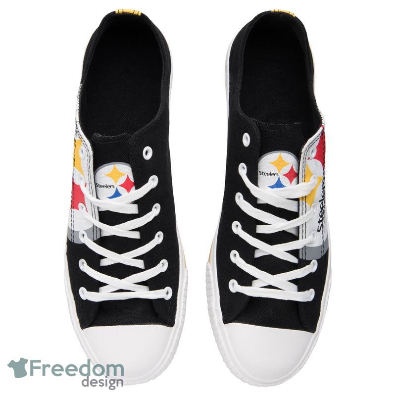 Pittsburgh Steelers NFL Men And Women Low Top Big Logo Canvas Shoes For Fans - Pittsburgh Steelers NFL Mens Low Top Big Logo Canvas Shoes_3 Pittsburgh Steelers NFL Men And Women Low Top Big Logo Canvas Shoes For Fans - Pittsburgh Steelers NFL Mens Low Top Big Logo Canvas Shoes_3