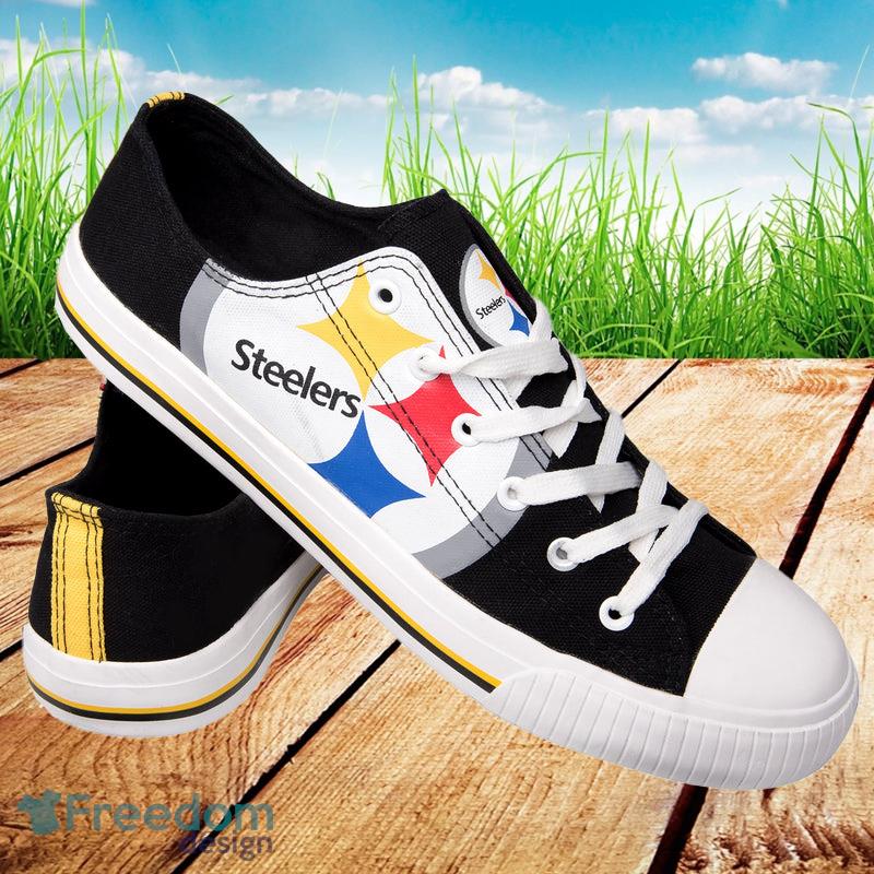 Pittsburgh Steelers NFL Men And Women Low Top Big Logo Canvas Shoes For Fans - Pittsburgh Steelers NFL Mens Low Top Big Logo Canvas Shoes_1