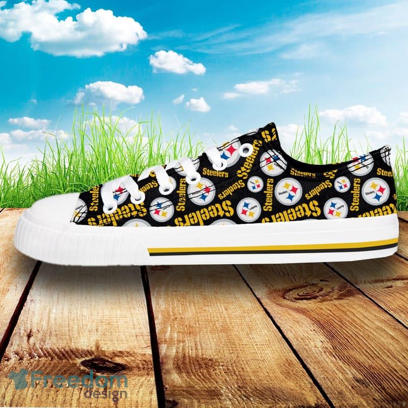 Pittsburgh Steelers NFL Men And Women Low Top Repeat Print Canvas Shoes For Fans - Pittsburgh Steelers NFL Womens Low Top Repeat Print Canvas Shoes_2