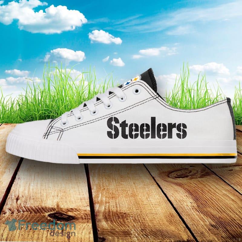 Pittsburgh Steelers NFL Men And Women Low Top White Canvas Shoes