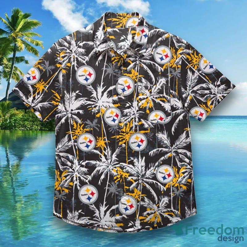 Pittsburgh Steelers NFL Mens Black Floral Hawaiian Shirt - Freedomdesign