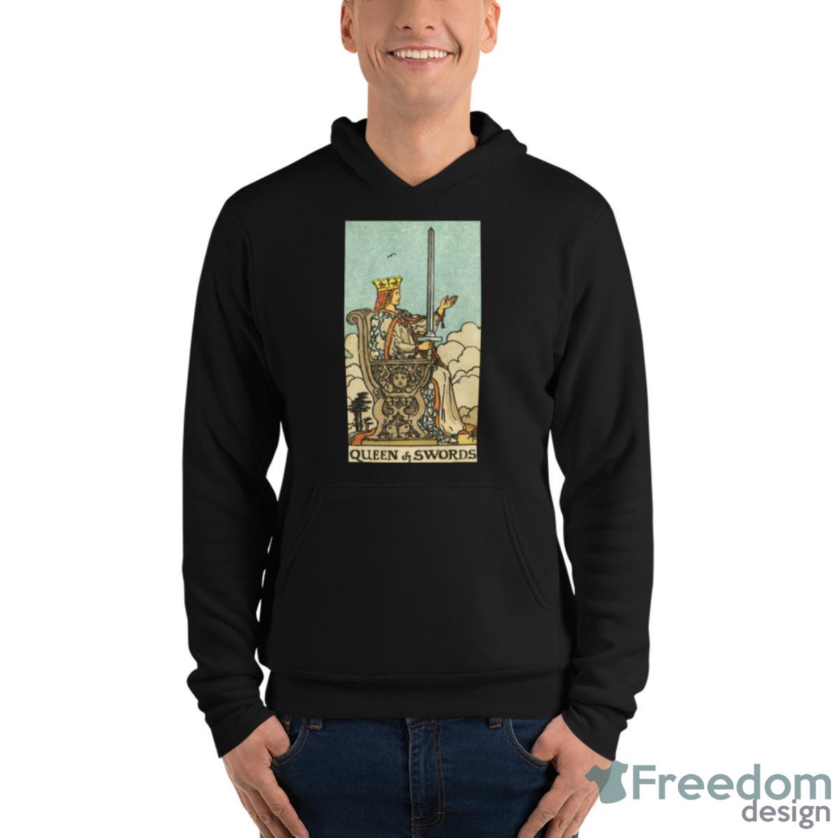 Queen Of Swords Tarot Shirt - Unisex Fleece Pullover Hoodie Queen Of Swords Tarot Shirt - Unisex Fleece Pullover Hoodie