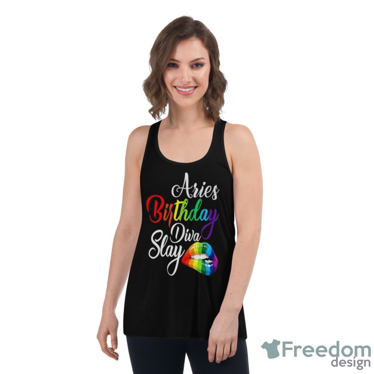 Rainbow Lip Aries March April Zodiac Birthday Diva Slay Shirt image Rainbow Lip Aries March April Zodiac Birthday Diva Slay Shirt