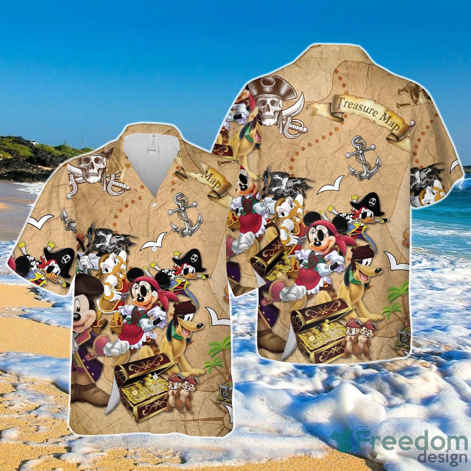 Retro Pirated Of The Caribbean Mickey And Friends Hawaiian Shirt Product Photo 1