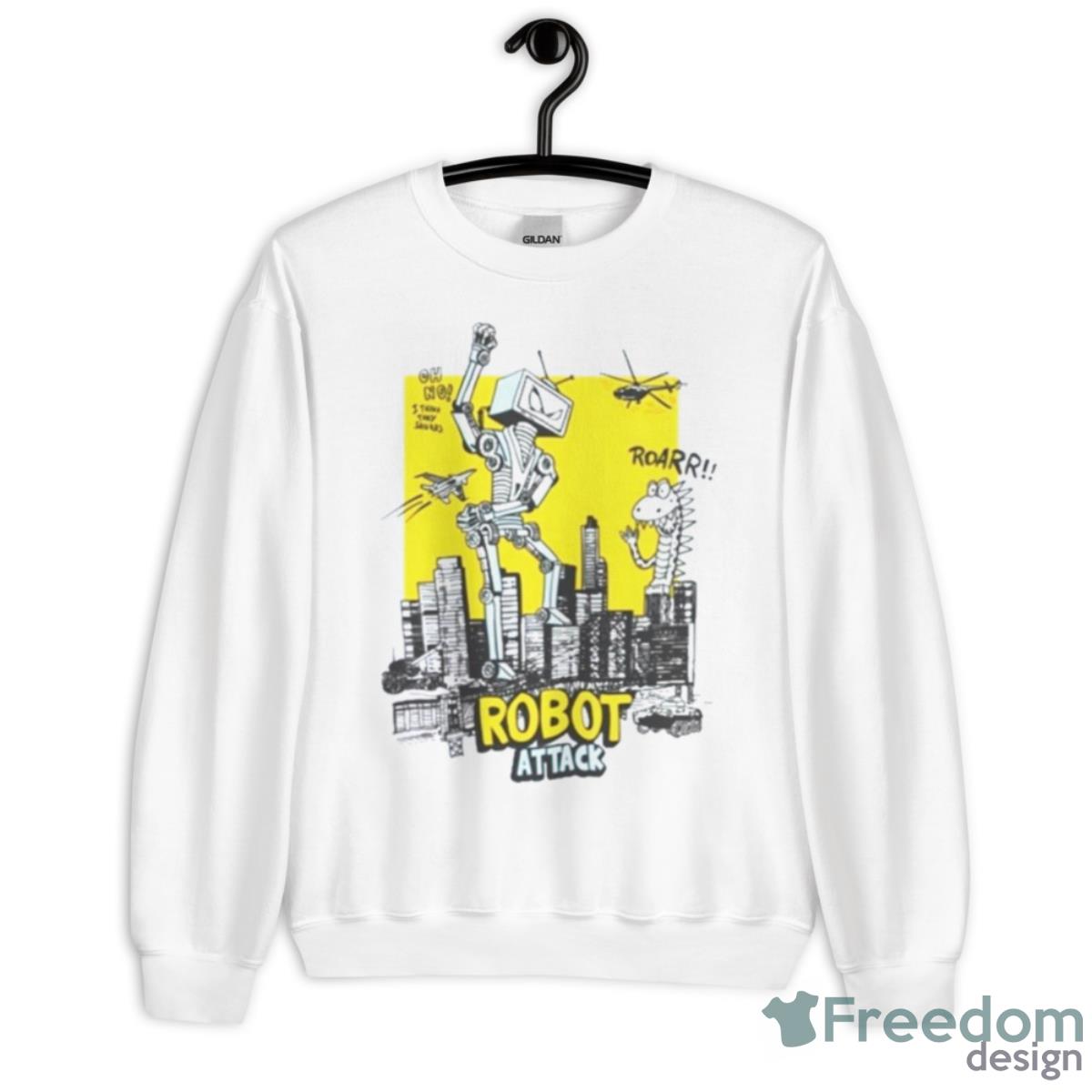 Robot Attacks The City Shirt - Unisex Heavy Blend Crewneck Sweatshirt