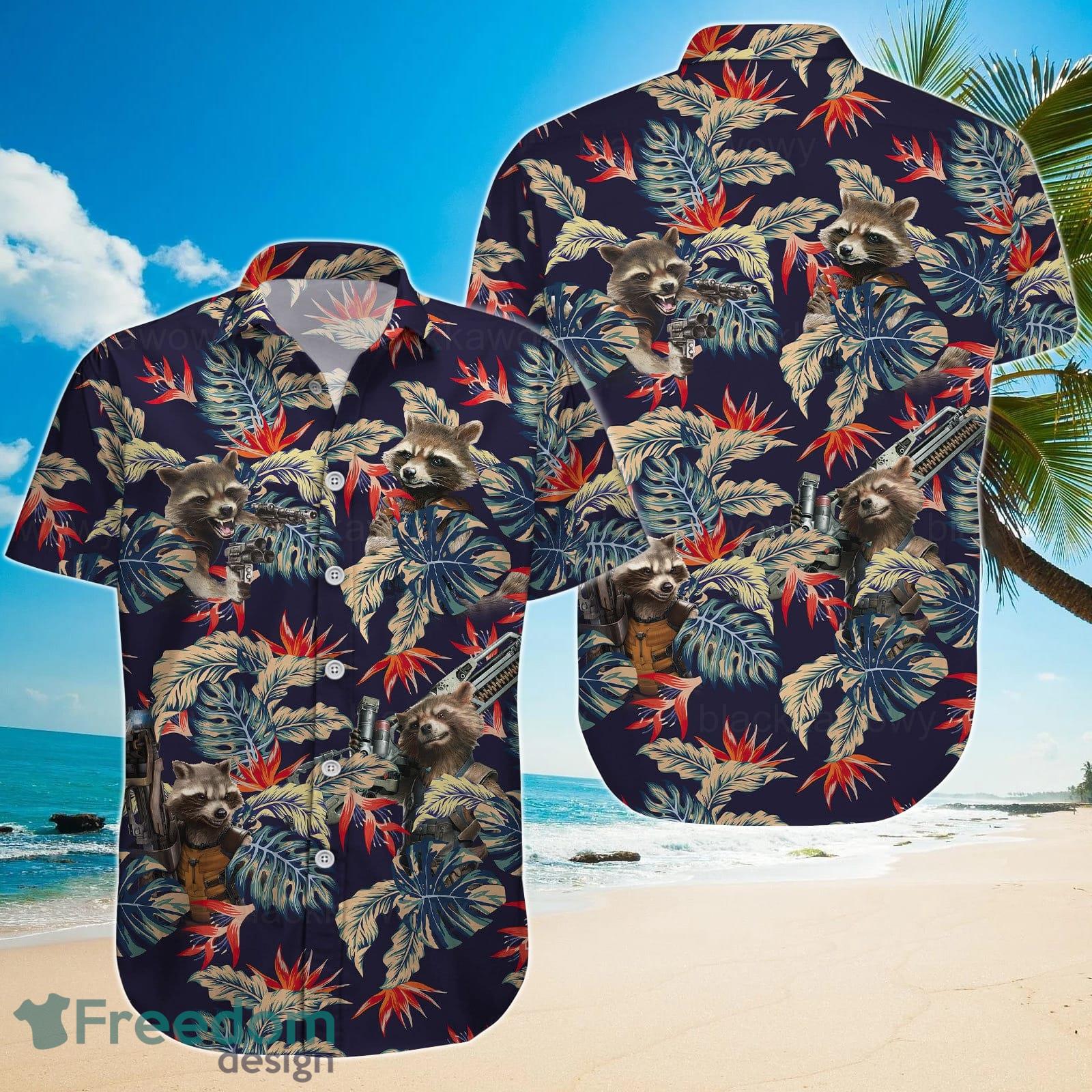 Rocket Raccoon Shirt, Rocket Raccoon Hawaiian Shirt And Short For Men And Women Product Photo 2