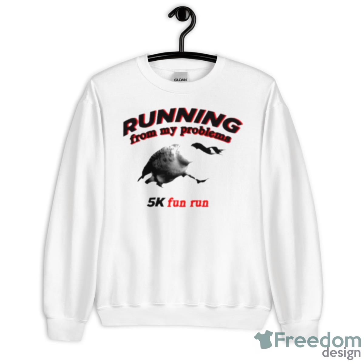 Running From My Problems Goose 5k Fun Run Shirt - Unisex Heavy Blend Crewneck Sweatshirt