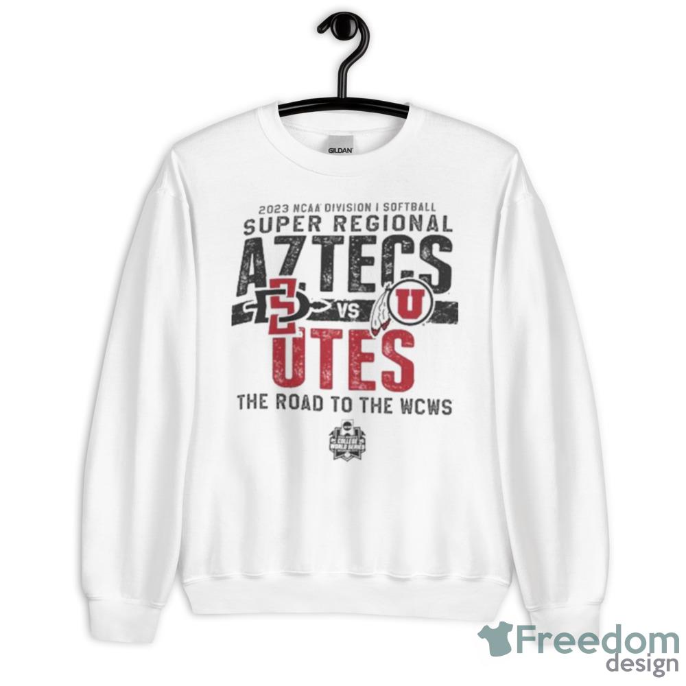 San Diego State Aztecs Vs Utah Utes 03 NCAA Division I Softball Super Regional The Road To The WCWS White T Shirt - 18000 Unisex Heavy Blend Crewneck Sweatshirt San Diego State Aztecs Vs Utah Utes 03 NCAA Division I Softball Super Regional The Road To The WCWS White T Shirt - 18000 Unisex Heavy Blend Crewneck Sweatshirt