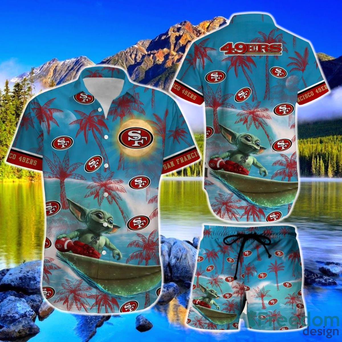 San Francisco 49ers Footbal NFL Baby Yoda Hawaiian Shirt And Short Style Summer Gift For Men Women Product Photo 1