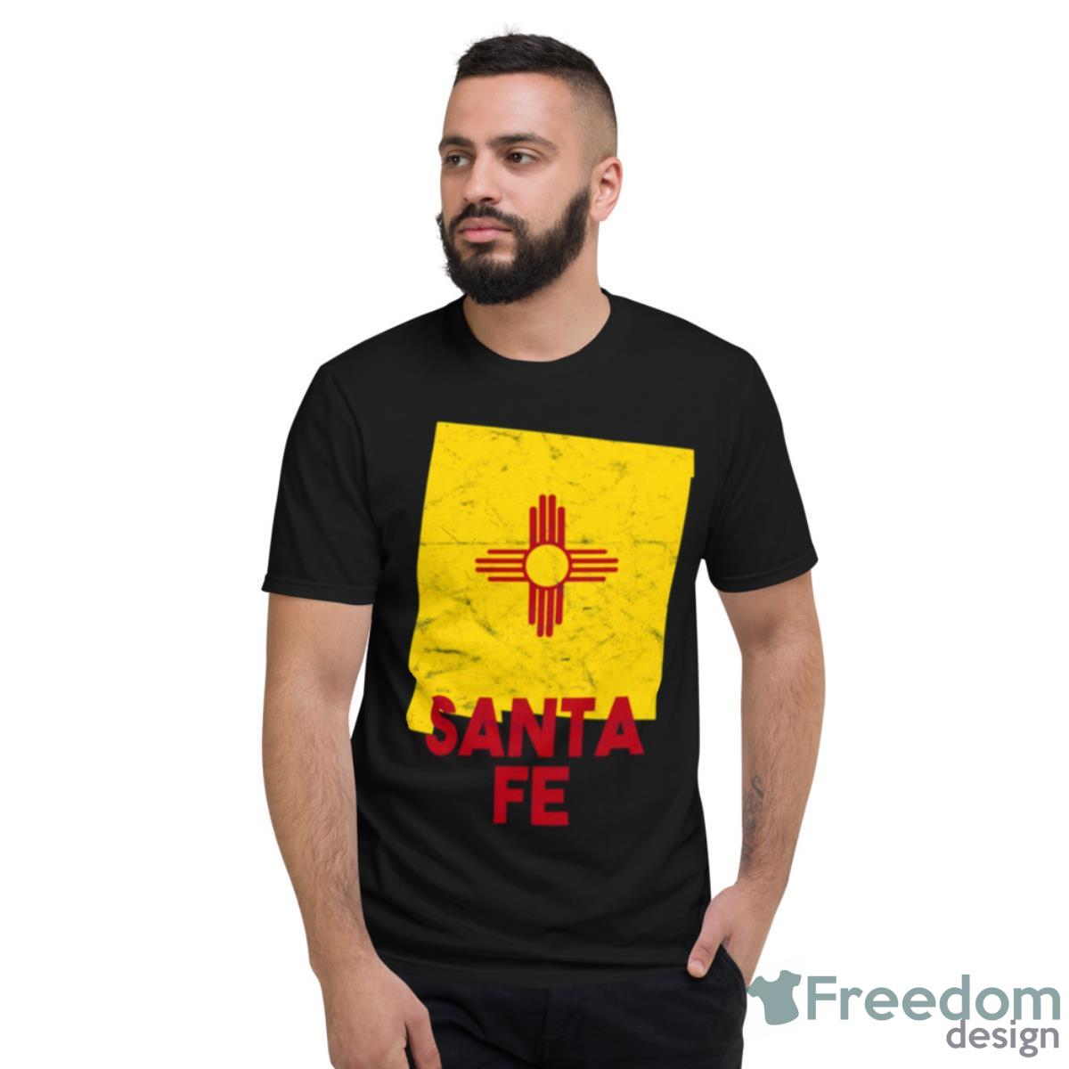 Santa Fe New Mexico Map Shaped State Flag Shirt - Short Sleeve T-Shirt