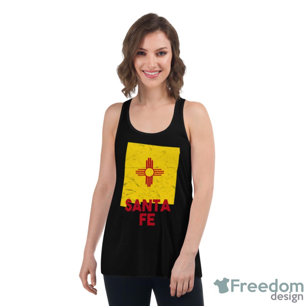 Santa Fe New Mexico Map Shaped State Flag Shirt - Womens Flowy Racerback Tank Santa Fe New Mexico Map Shaped State Flag Shirt - Womens Flowy Racerback Tank