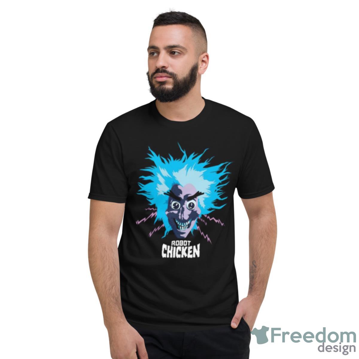 Scientist Head Graphic Robot Chicken Shirt - Short Sleeve T-Shirt