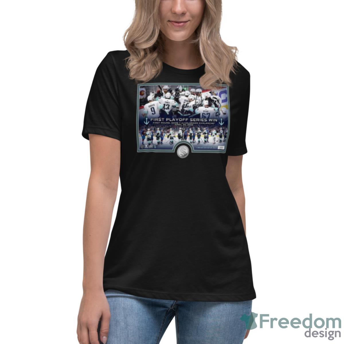 Seattle Kraken Highland Mint 2023 Stanley Cup Playoffs First Series Win Shirt - Womens Relaxed Short Sleeve Jersey Tee Seattle Kraken Highland Mint 2023 Stanley Cup Playoffs First Series Win Shirt - Womens Relaxed Short Sleeve Jersey Tee