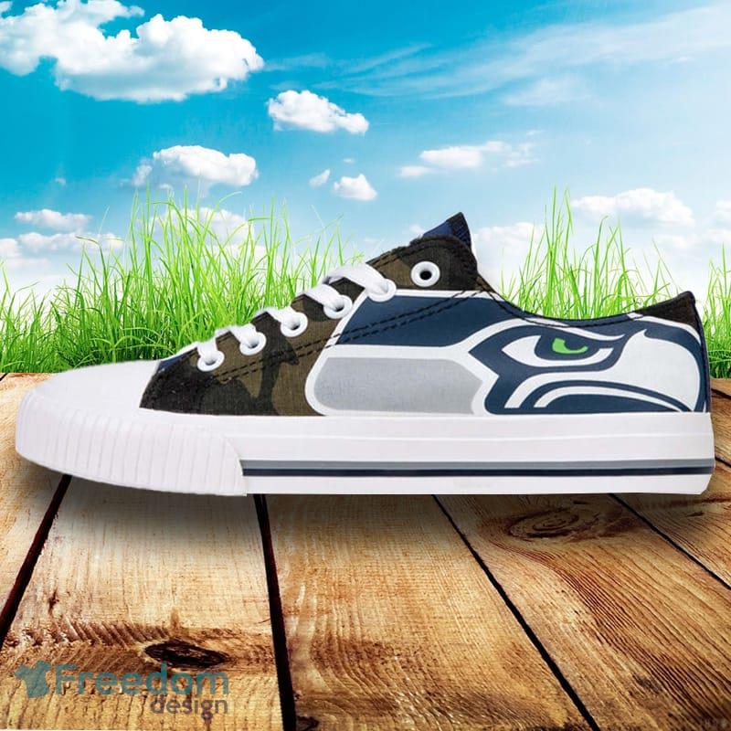 Seattle Seahawks NFL Men And Women Camo Low Top Canvas Shoes For Fans - Seattle Seahawks NFL Womens Camo Low Top Canvas Shoes_2