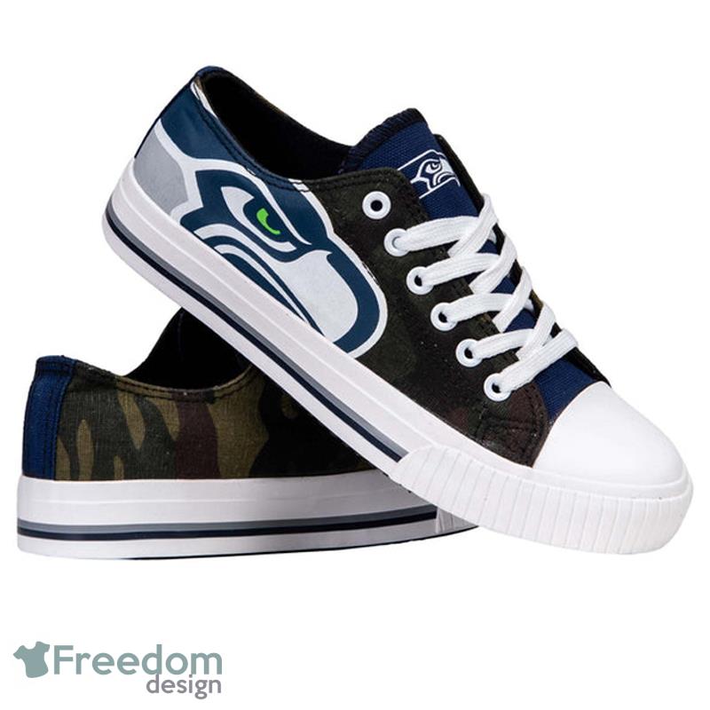 Seattle Seahawks NFL Men And Women Camo Low Top Canvas Shoes For Fans - Seattle Seahawks NFL Womens Camo Low Top Canvas Shoes_1