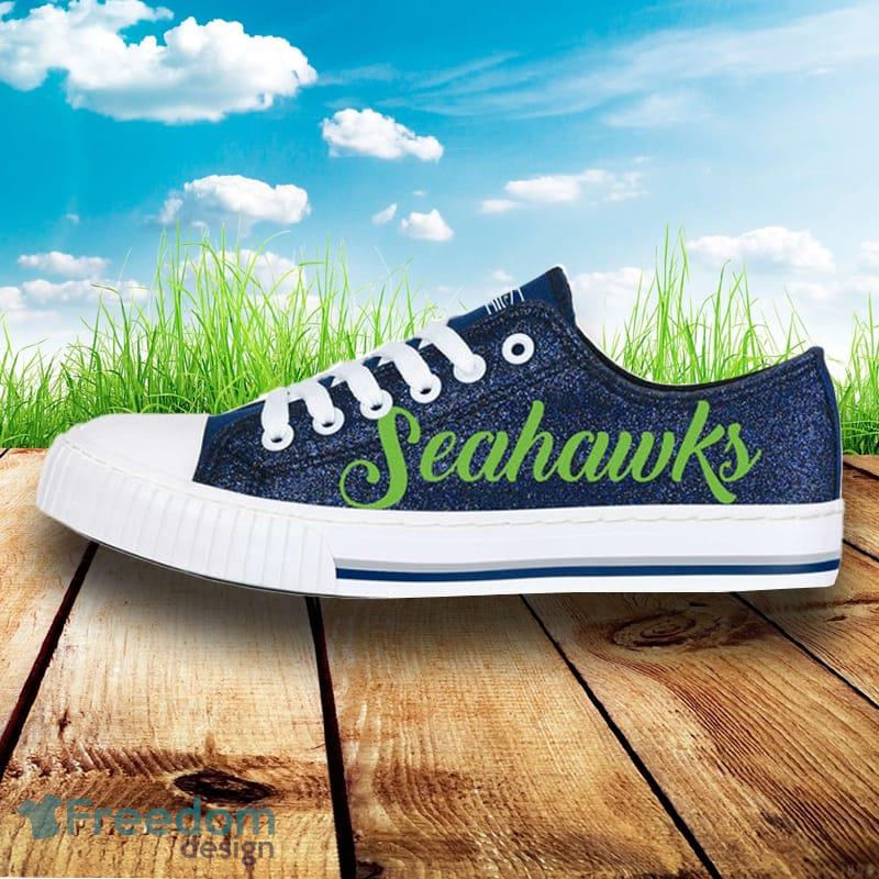 Seattle Seahawks NFL Men And Women Color Glitter Low Top Canvas Shoes For Fans - Seattle Seahawks NFL Womens Color Glitter Low Top Canvas Shoes_2