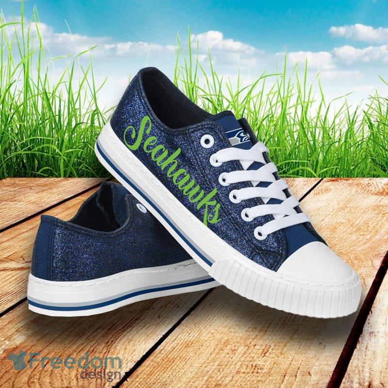 Seattle Seahawks NFL Men And Women Color Glitter Low Top Canvas Shoes For Fans - Seattle Seahawks NFL Womens Color Glitter Low Top Canvas Shoes_1