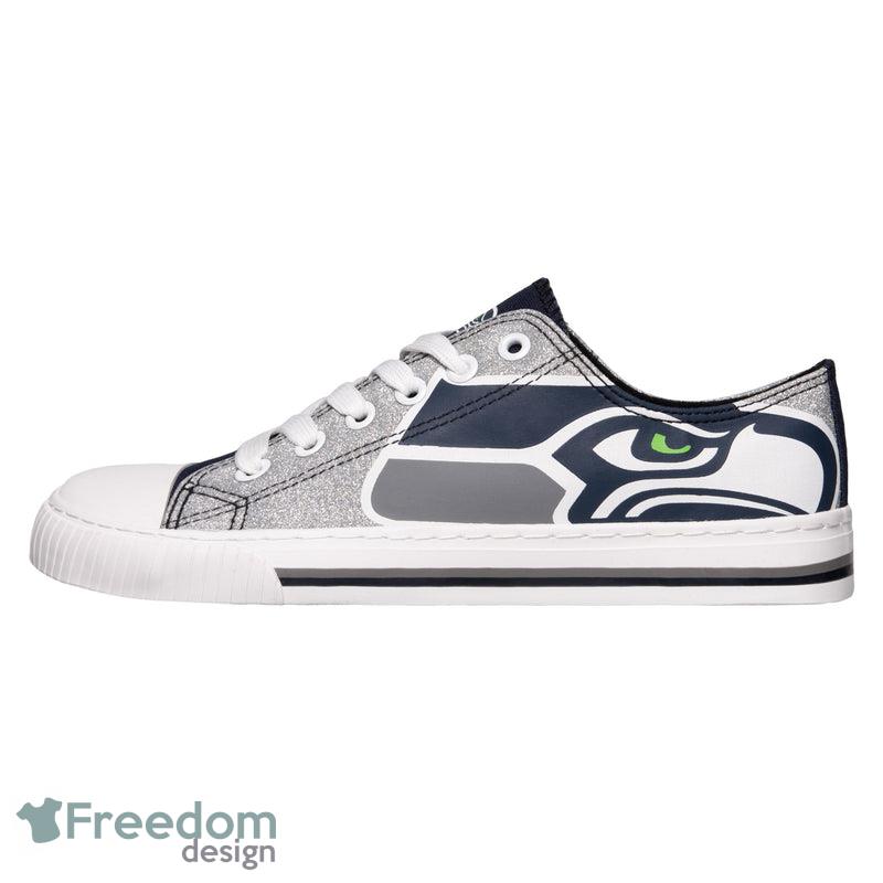 Seattle Seahawks NFL Men And Women Glitter Low Top Canvas Shoes For Fans - Seattle Seahawks NFL Womens Glitter Low Top Canvas Shoes_2