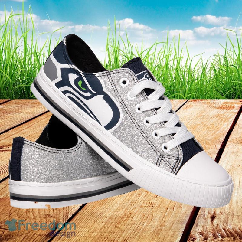 Seattle Seahawks NFL Men And Women Glitter Low Top Canvas Shoes For Fans - Seattle Seahawks NFL Womens Glitter Low Top Canvas Shoes_1