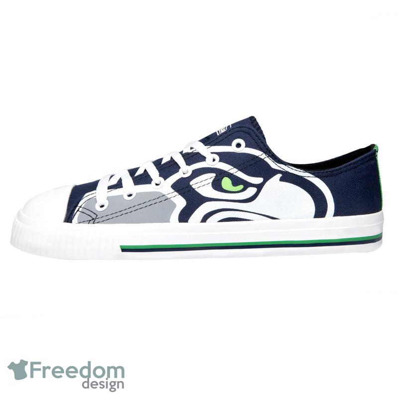 Seattle Seahawks NFL Men And Women Low Top Big Logo Canvas Shoes For Fans - Seattle Seahawks NFL Mens Low Top Big Logo Canvas Shoes_2