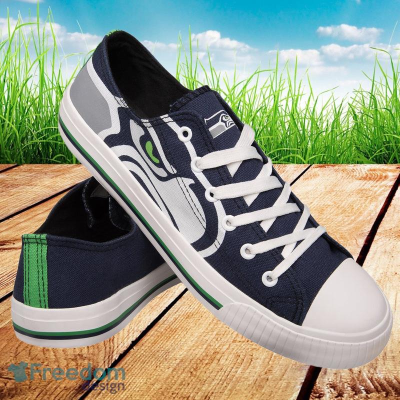 Seattle Seahawks NFL Men And Women Low Top Big Logo Canvas Shoes For Fans - Seattle Seahawks NFL Mens Low Top Big Logo Canvas Shoes_1