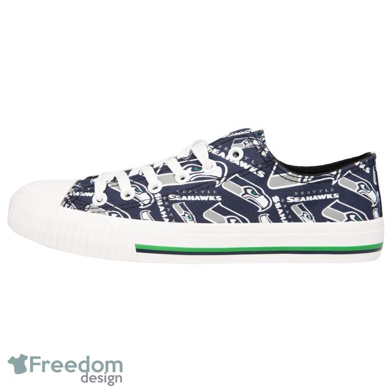 Seattle Seahawks NFL Men And Women Low Top Repeat Print Canvas Shoes For Fans - Seattle Seahawks NFL Womens Low Top Repeat Print Canvas Shoes_2