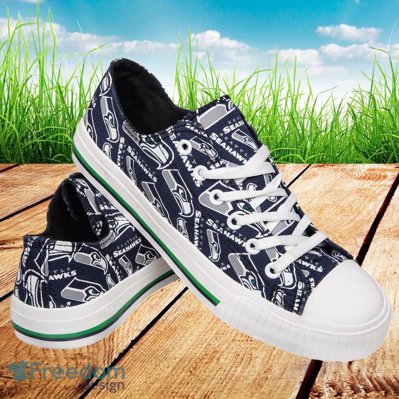 Seattle Seahawks NFL Men And Women Low Top Repeat Print Canvas Shoes For Fans - Seattle Seahawks NFL Womens Low Top Repeat Print Canvas Shoes_1