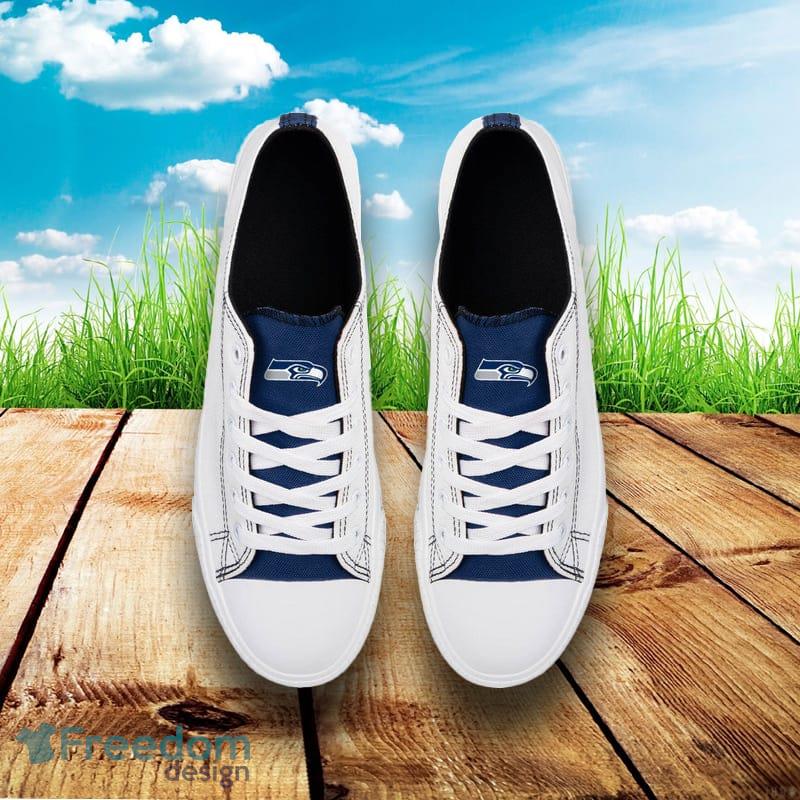 Seattle Seahawks NFL Men And Women Low Top White Canvas Shoes For Fans - Seattle Seahawks NFL Mens Low Top White Canvas Shoes_3