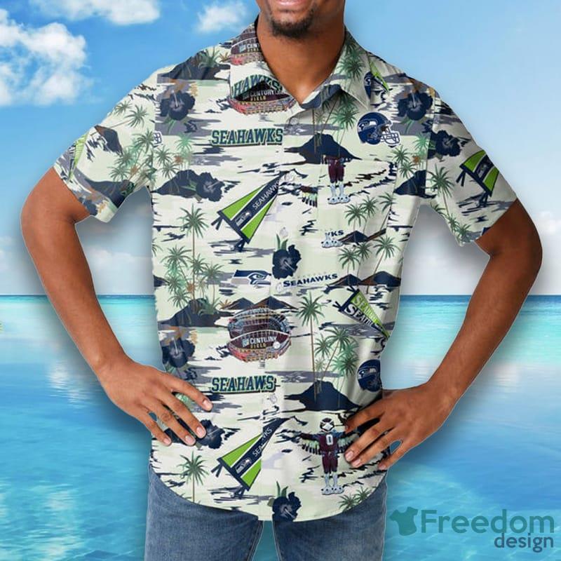 Seattle Seahawks NFL Mens Thematic Stadium Print Hawaiian Shirt image Seattle Seahawks NFL Mens Thematic Stadium Print Hawaiian Shirt - Seattle Seahawks NFL Mens Thematic Stadium Print Button Up Shirt_2