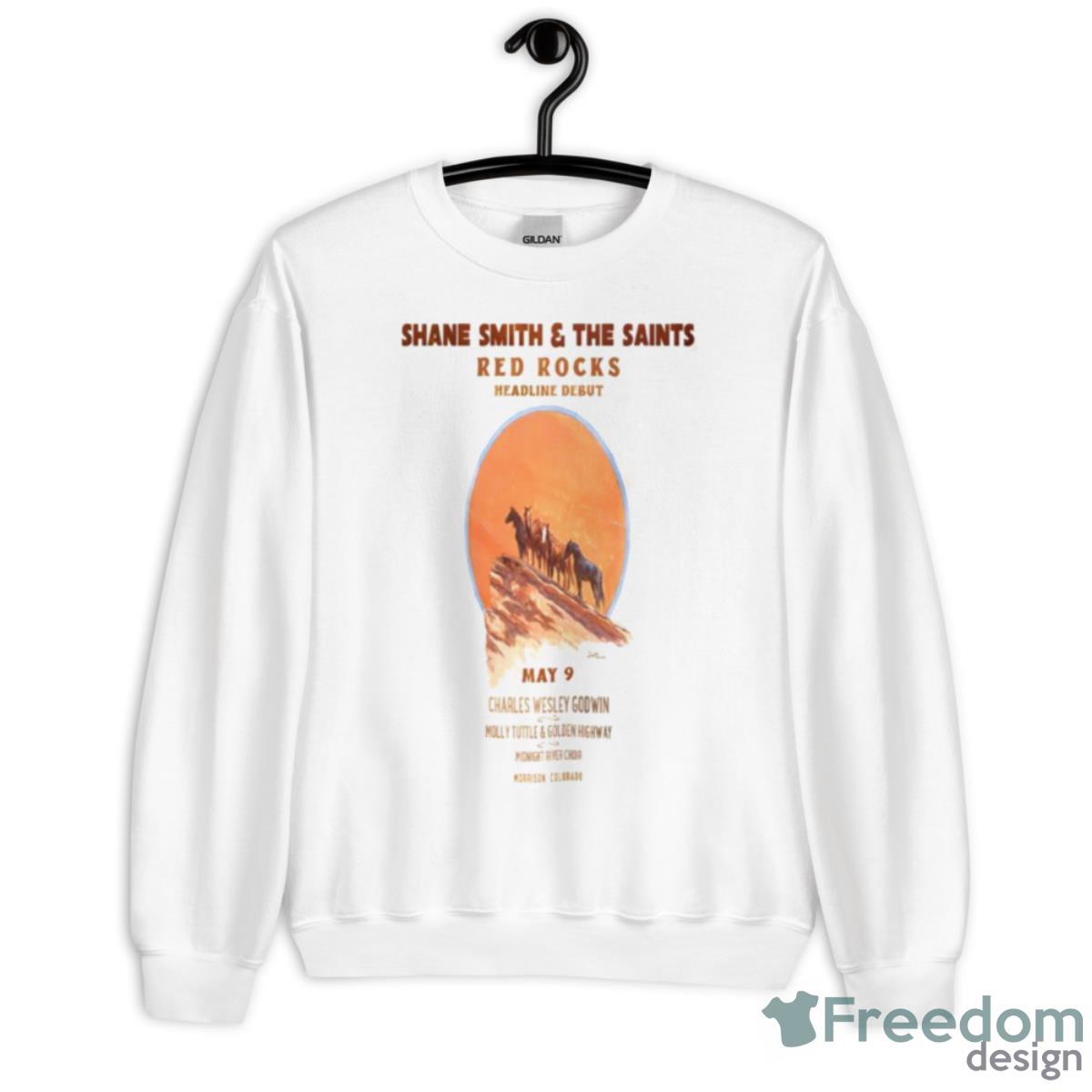 Shane Smith And The Saints Red Rocks May 9 2023 Morrison Colorado Poster Shirt - Unisex Heavy Blend Crewneck Sweatshirt