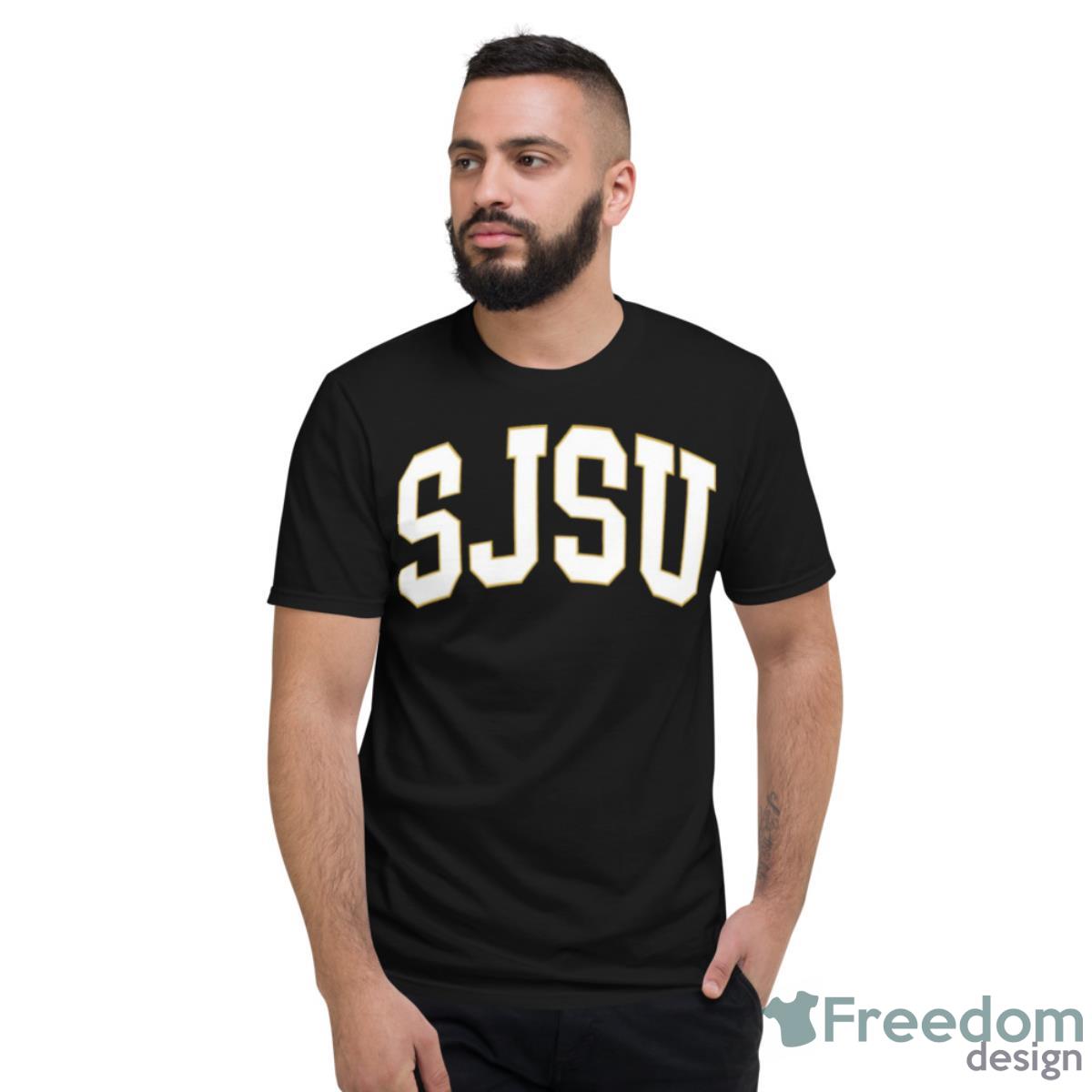 Sjsu College Font Curved San Jose State Shirt - Short Sleeve T-Shirt