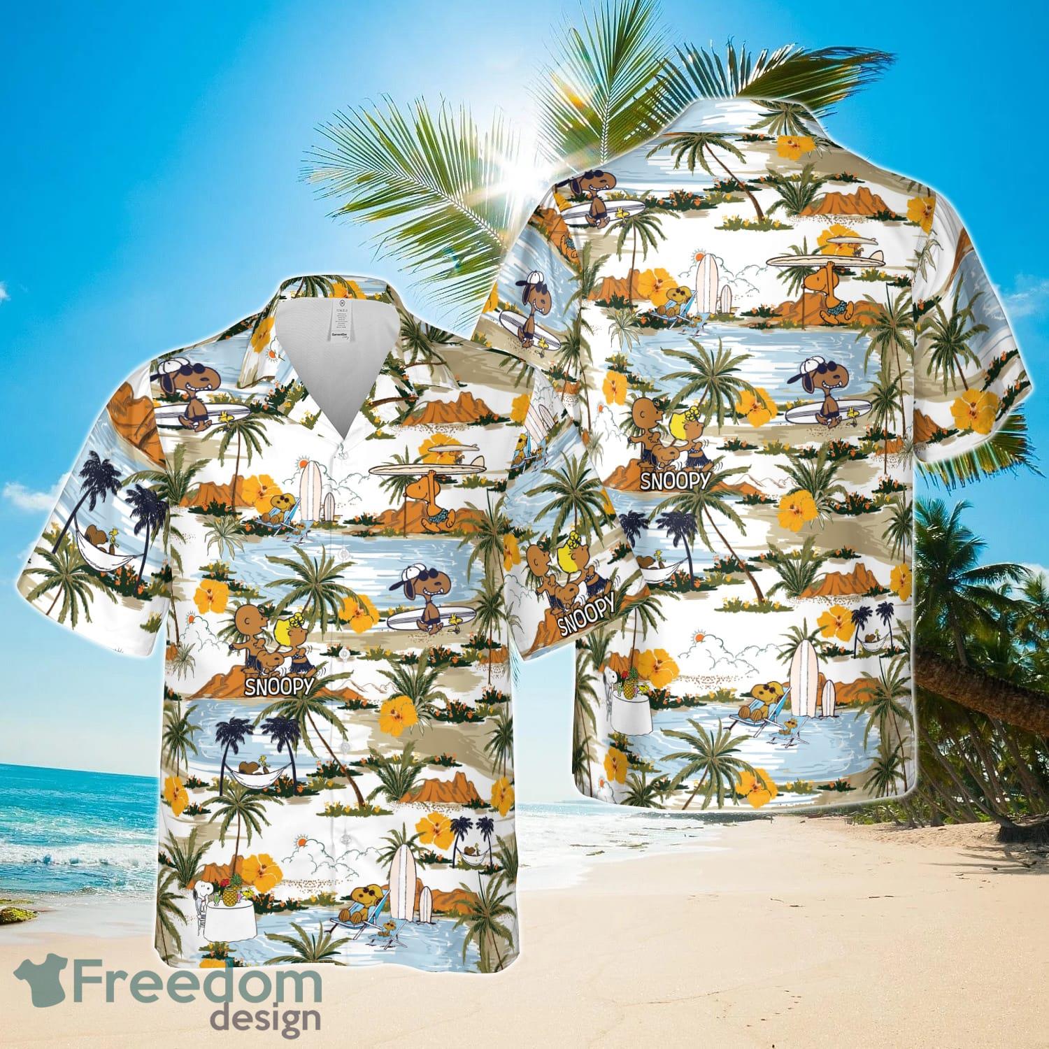 Snoopy And Friends Brown Hawaiian Shirt, Summer Beach Trip Family Product Photo 1